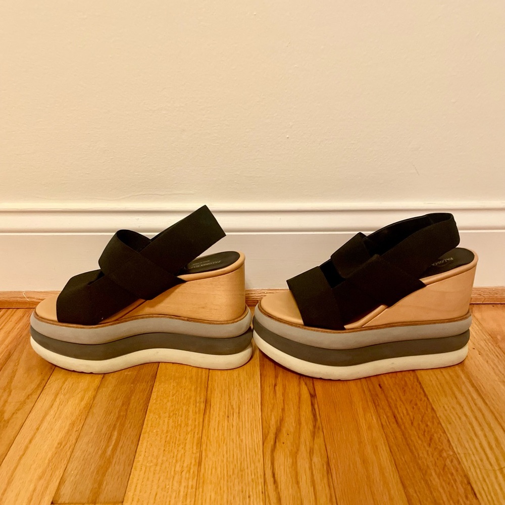 Paloma Barcelo Puka Layered Wedge Sandal In Black